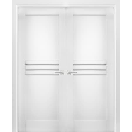 Vdomdoors Double French Interior Door, 72" x 96", White MELA7444DD-WS-7296